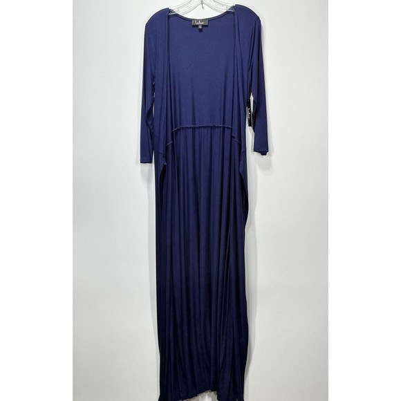 Lulus Maxi Wrap Dress Garden District Blue Stretchy 3/4 Sleeve Style 43153 Large - Picture 5 of 16